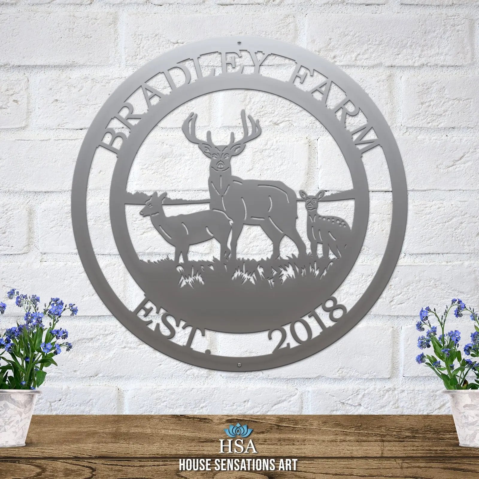 Personalized Three Deer Hunter Sign-Ranch Sign-HouseSensationsArt