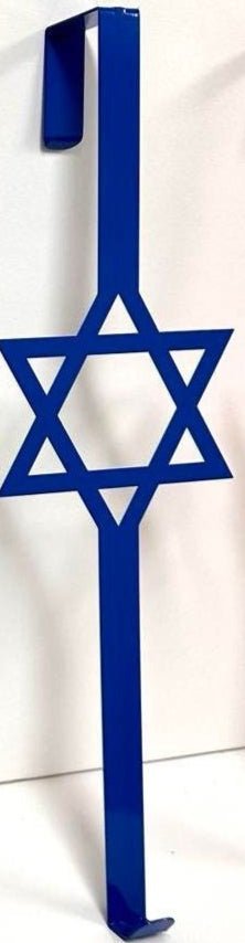 Blue Star of David display stand, Jewish holiday and home décor symbol, tabletop decoration on a white background