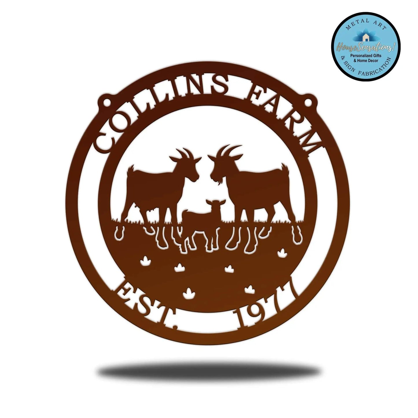 Goat Family Farm Sign-Ranch Sign-HouseSensationsArt