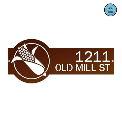 Corn Monogram Address Sign Plaque – Custom House Numbers & Street Name Sign – Weather - Resistant Outdoor Address Signs for Home Décor & Housewarming Gift - HouseSensationsArt