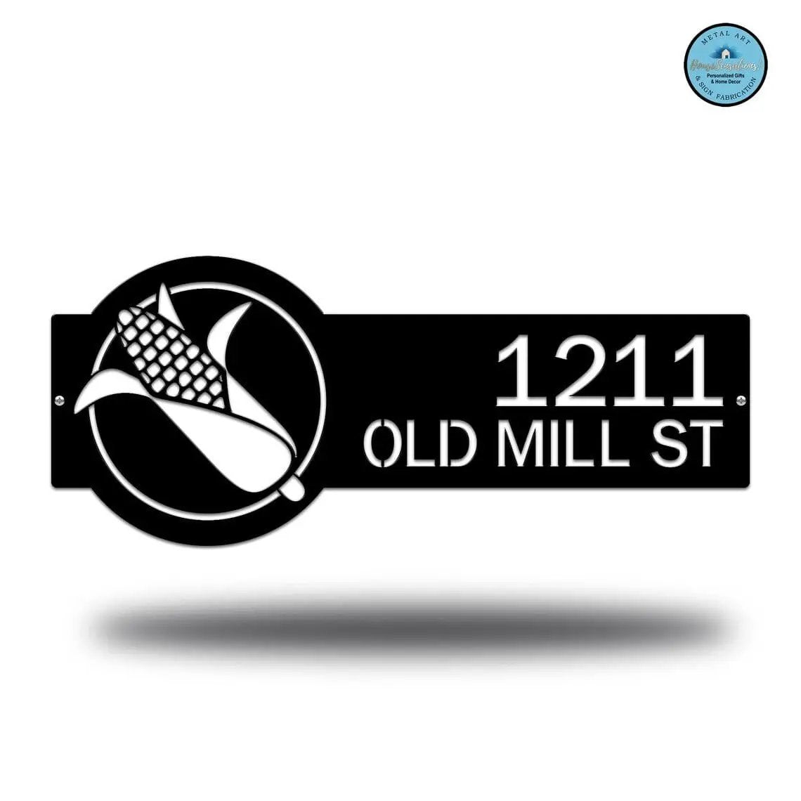 Corn Monogram Address Sign Plaque – Custom House Numbers & Street Name Sign – Weather - Resistant Outdoor Address Signs for Home Décor & Housewarming Gift - HouseSensationsArt