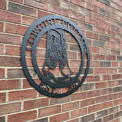 Cowgirl Boots Custom Metal Sign - Custom Metal House Number Plaque - Perfect for Outdoor Decor in Gardens, Yards, or Farms - Ideal Housewarming Gift for Animal Lovers - HouseSensationsArt