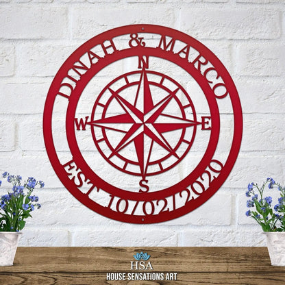 Custom Compass Sign – Personalized Nautical & Rustic Wall Art - HouseSensationsArt