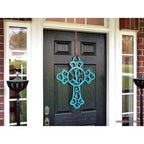 Custom Cross Front Door Decor with Elegant Monogram Design - HouseSensationsArt