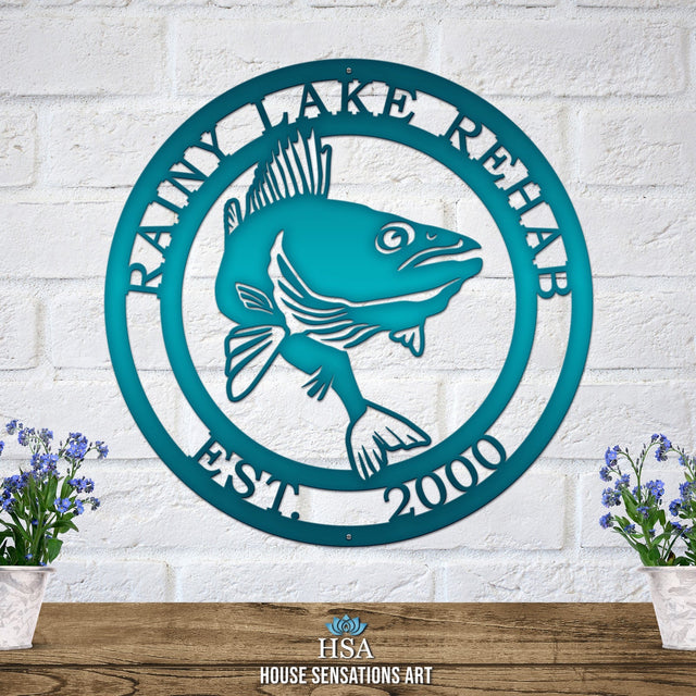 Custom Fish Address Sign – Walleye Cabin Decor for Outdoor Living - HouseSensationsArt