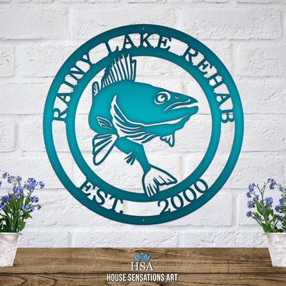 Custom Fish Address Sign – Walleye Cabin Decor for Outdoor Living - HouseSensationsArt