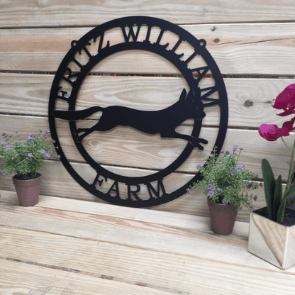 Custom Fox House Sign with Farm or Ranch Name in Rustic Style - HouseSensationsArt