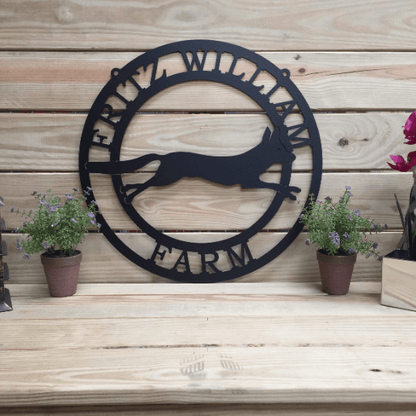 Custom Fox House Sign with Farm or Ranch Name in Rustic Style - HouseSensationsArt