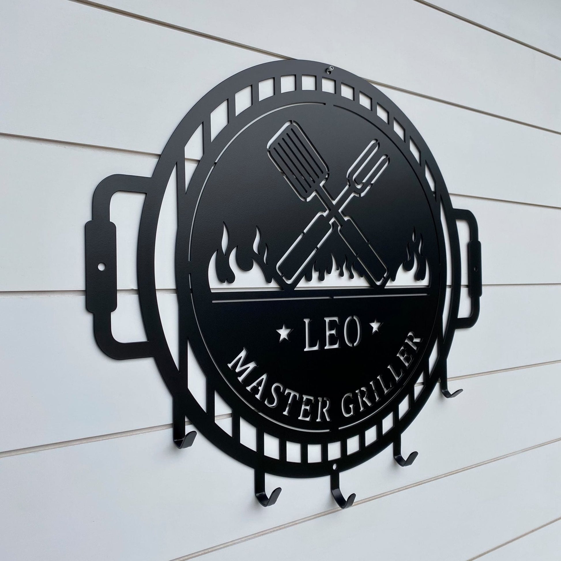 Custom Grill Sign with Hooks for BBQ Tools and Outdoor Kitchens - HouseSensationsArt