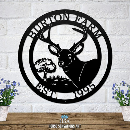 Custom Metal Deer Sign for Rustic Cabins, Lodges & Outdoors - HouseSensationsArt