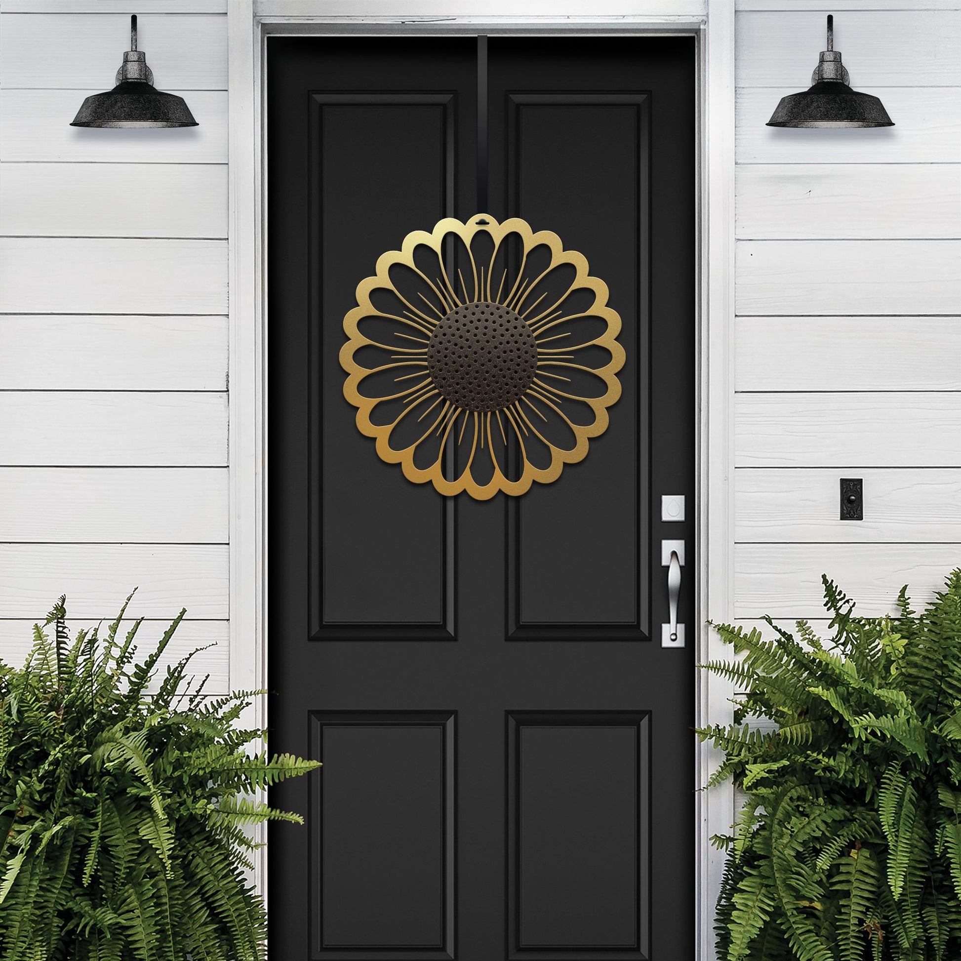 Custom Metal Sunflower Door Wreath - Personalized Door Décor for Home, Garden, and Porch - Durable, Rust - Resistant - Perfect for Every Season - HouseSensationsArt