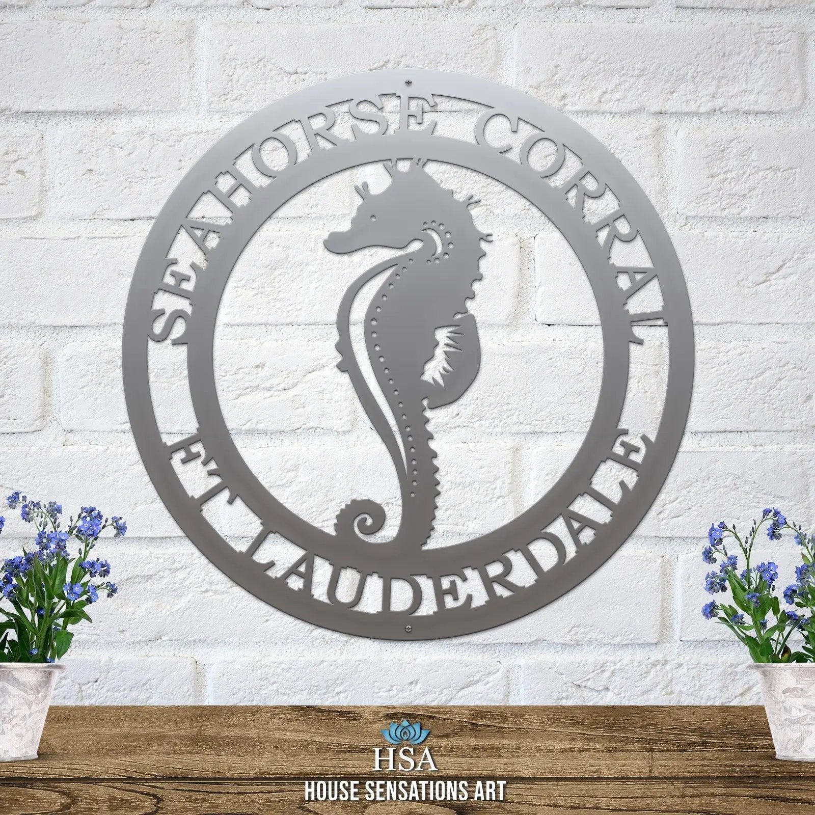 Custom Seahorse Wall Plaque – Coastal Address Sign for Beach Homes - HouseSensationsArt