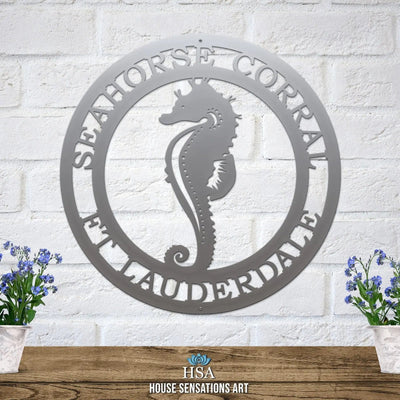 Custom Seahorse Wall Plaque – Coastal Address Sign for Beach Homes - HouseSensationsArt