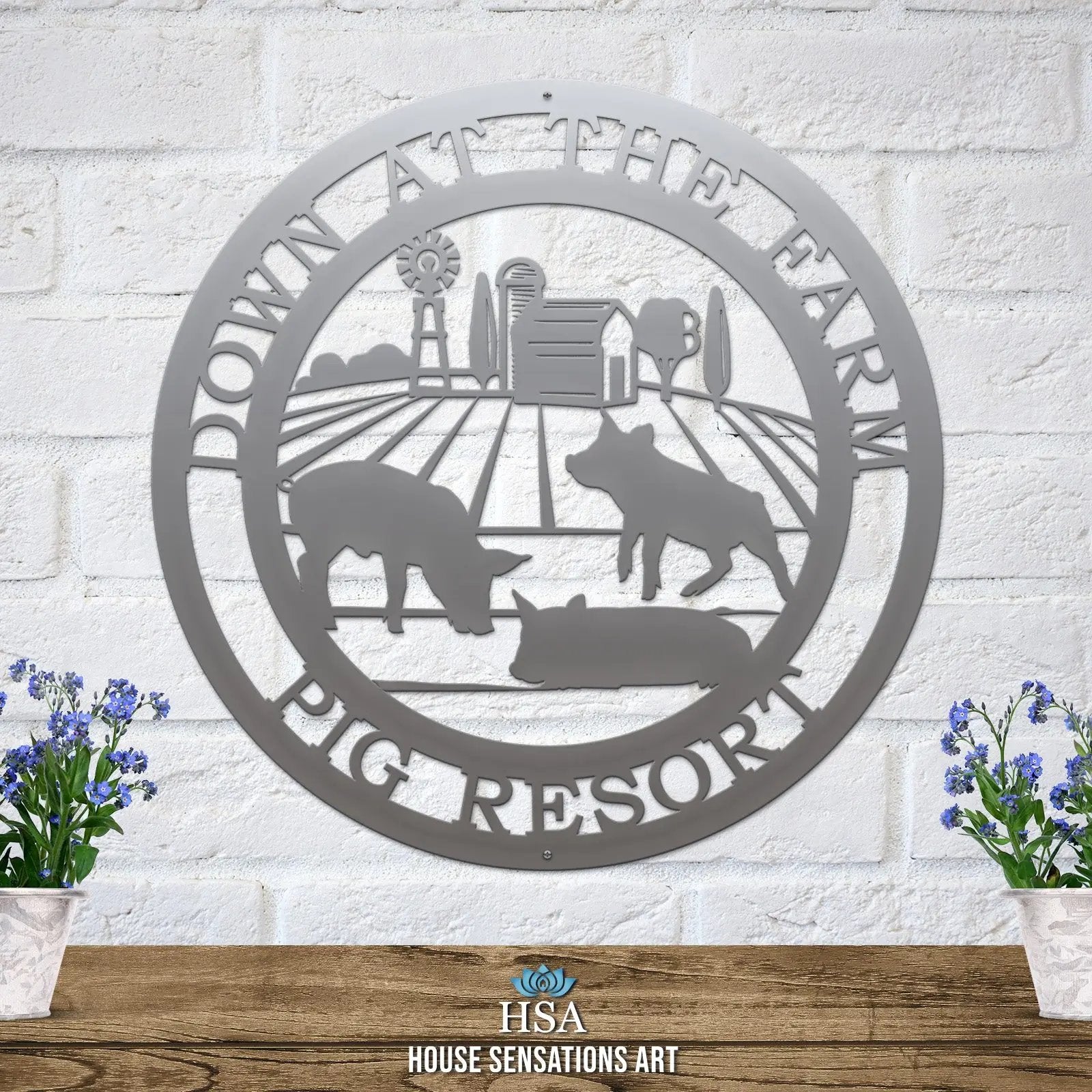 Custom Three Pigs Farm Sign for Rustic Home & Farm Decor - HouseSensationsArt