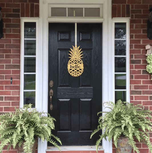 Hello Pineapple Front Door Sign-Nautical Decor-HouseSensationsArt