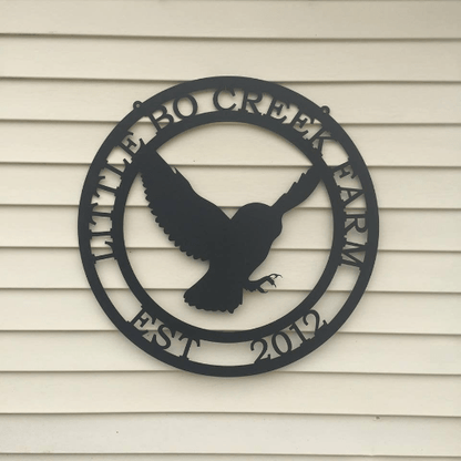 Flying Owl Metal Personalized Sign Ranch Sign House Sensations Art   