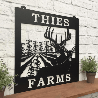Deer & Corn Rows Farm Metal Sign Ranch Sign House Sensations Art   