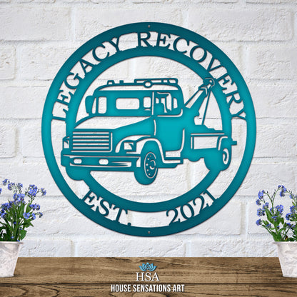 Personalized Tow Truck Sign - Custom Metal Sign - Gift for Tow Truck Driver-HouseSensationsArt