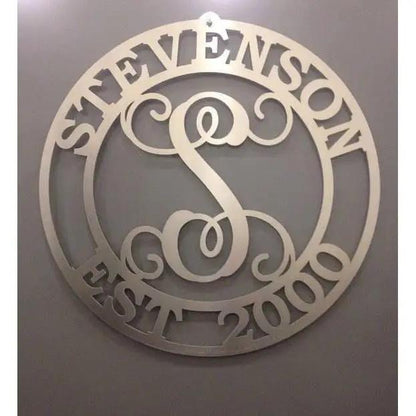 Elegant vine metal name sign – custom last name monogram for home gate signs or personalized wedding gift