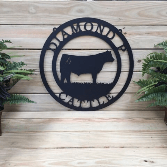 Farmhouse cattle brand sign – custom laser-cut metal address plaque for rural homes