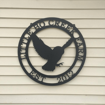 Flying Owl Metal Personalized Sign - Custom Metal House Number Plaque - Perfect for Outdoor Decor in Gardens, Yards, or Farms - Ideal Housewarming Gift for Animal Lovers - HouseSensationsArt
