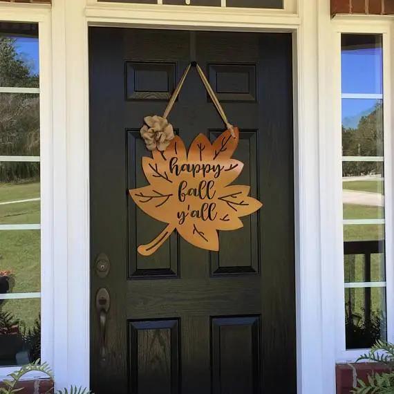 Happy Fall Y'all Metal Leaf Door Wreath - Customizable Metal Door Decor - Personalized Welcome Sign - Durable, Rust - Resistant, Perfect for Home, Porch, and Garden – Unique Seasonal Gift - HouseSensationsArt