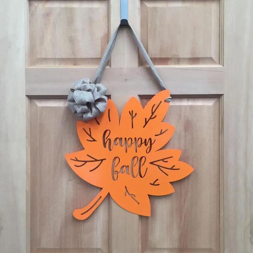 Happy Fall Y'all Metal Leaf Door Wreath - Customizable Metal Door Decor - Personalized Welcome Sign - Durable, Rust - Resistant, Perfect for Home, Porch, and Garden – Unique Seasonal Gift - HouseSensationsArt
