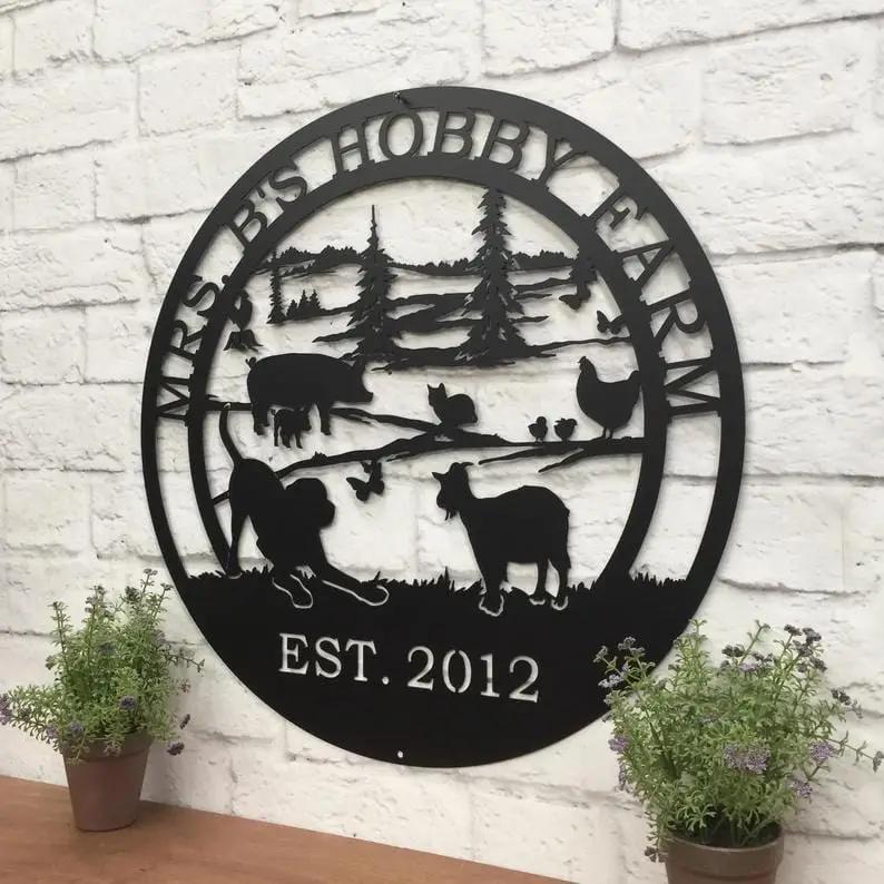 Hobby Farm Animals Metal Ranch Sign - Custom Metal House Number Plaque - Perfect for Outdoor Decor in Gardens, Yards, or Farms - Ideal Housewarming Gift for Animal Lovers - HouseSensationsArt
