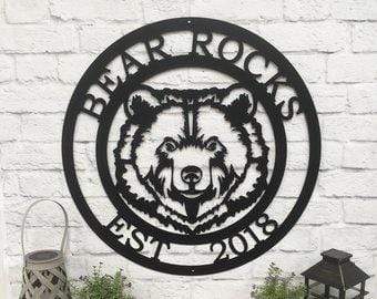 Metal Personalized Bear Ranch Farm Sign Ranch Sign House Sensations Art   