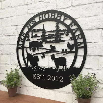 Hobby Farm Animals Metal Ranch Sign-Ranch Sign-HouseSensationsArt
