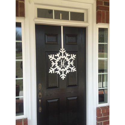 Snowflake Monogram Door Wreath-Seasonal Decor-HouseSensationsArt