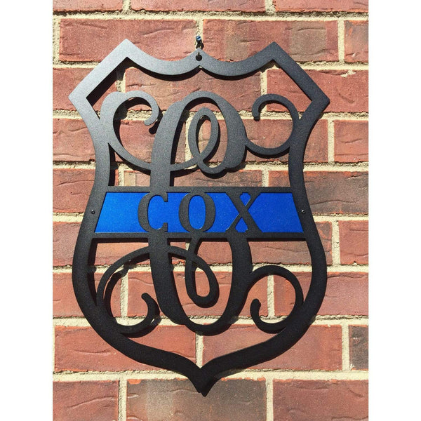 Police Officer Badge Monogrammed Sign - Custom Metal House Name Sign – Weather-Resistant Outdoor Address Signs for Firefighter, Home Décor & Housewarming Gift