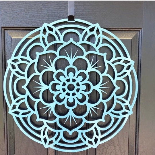 Cascade Lotus Flower Door Wreath - Year Round Door Decor | custom metal sign Metal Sign House Sensations Art   