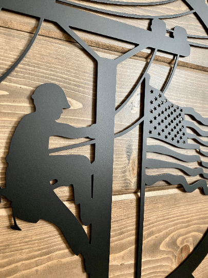 Lineman Sign - Date of Service - Custom Metal House Name Sign – Weather - Resistant Outdoor Address Signs for Firefighter, Home Décor & Housewarming Gift - HouseSensationsArt