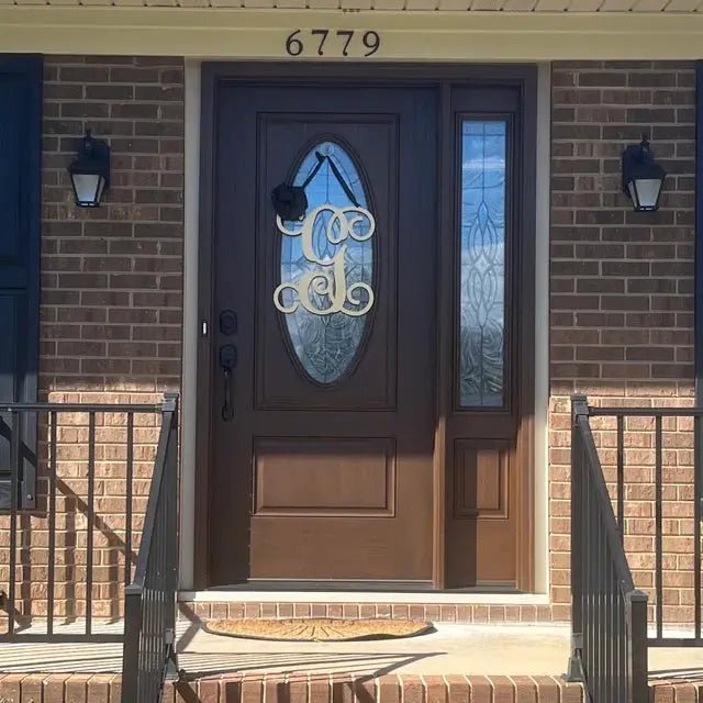 Metal Initial door wreath | Custom Monogram Front Door Sign | Personalized Metal Name Sign | Last Name Sign | Unique Wedding & Housewarming Gift | Outdoor Metal Sign - HouseSensationsArt