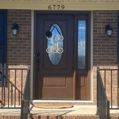 Metal Initial door wreath | Custom Monogram Front Door Sign | Personalized Metal Name Sign | Last Name Sign | Unique Wedding & Housewarming Gift | Outdoor Metal Sign - HouseSensationsArt