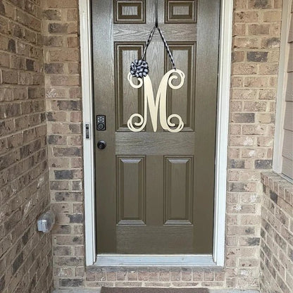 Metal Initial door wreath | Custom Monogram Front Door Sign | Personalized Metal Name Sign | Last Name Sign | Unique Wedding & Housewarming Gift | Outdoor Metal Sign - HouseSensationsArt