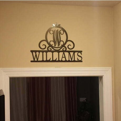 Monogram Last Name Door Topper - Personalized Family Name Sign - Monogram Metal Wall Art - Custom Last Name Sign Wedding Gift - Home Decor Outdoor Metal Sign - HouseSensationsArt