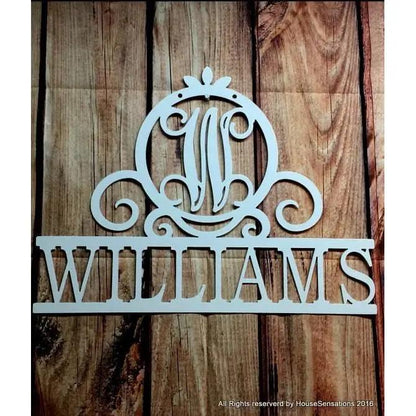 Monogram Last Name Door Topper - Personalized Family Name Sign - Monogram Metal Wall Art - Custom Last Name Sign Wedding Gift - Home Decor Outdoor Metal Sign - HouseSensationsArt
