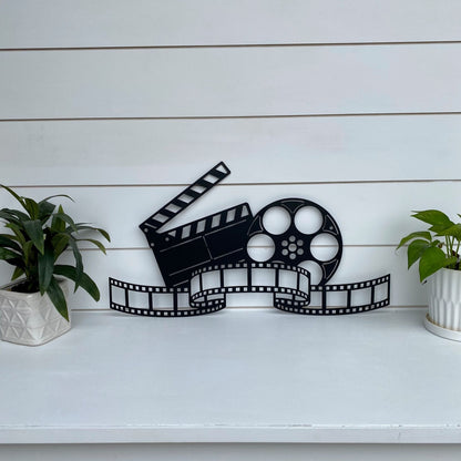 Movie Reel, Film Strip, Clapboard Metal Wall Art - Metal Film Strip Wall Decor - Metal Movie Reel Wall Art - Movie Clapboard Wall Decor - Movie Theater Wall Art Media Room Decor - HouseSensationsArt