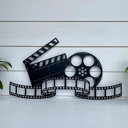 Movie Reel, Film Strip, Clapboard Metal Wall Art - Metal Film Strip Wall Decor - Metal Movie Reel Wall Art - Movie Clapboard Wall Decor - Movie Theater Wall Art Media Room Decor - HouseSensationsArt