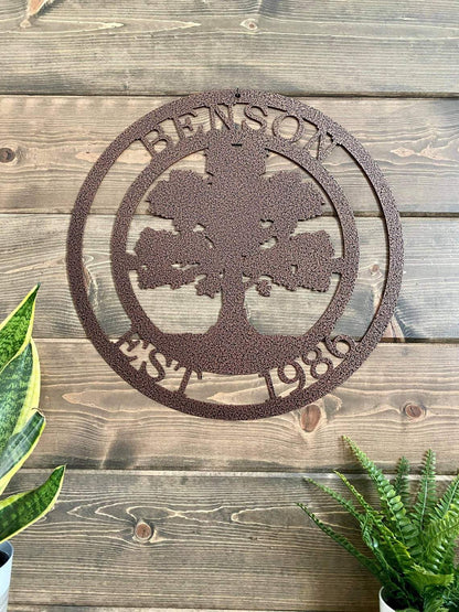 Personalized Oak Tree Custom Metal Sign-Tree of Life Sign-HouseSensationsArt