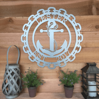 Personalized Anchor & Chain Established Sign – Custom Street Numbers Sign – Weather - Resistant Outdoor Address Signs for Home Décor & Housewarming Gift - HouseSensationsArt