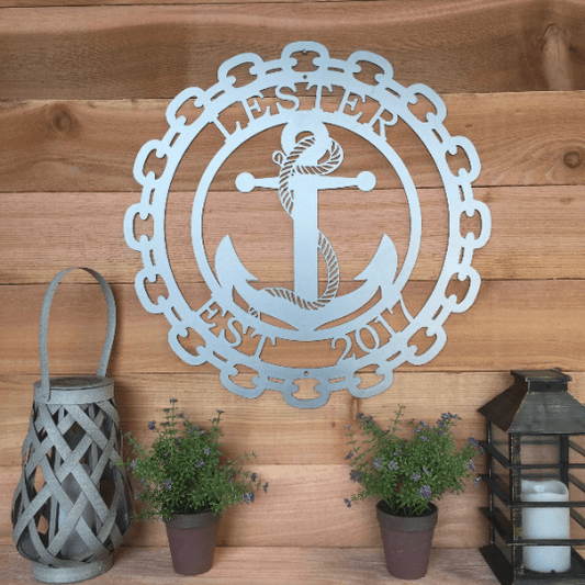 Personalized Anchor & Chain Address Sign – Custom Street Numbers for Outdoors Nautical Decor House Sensations Art