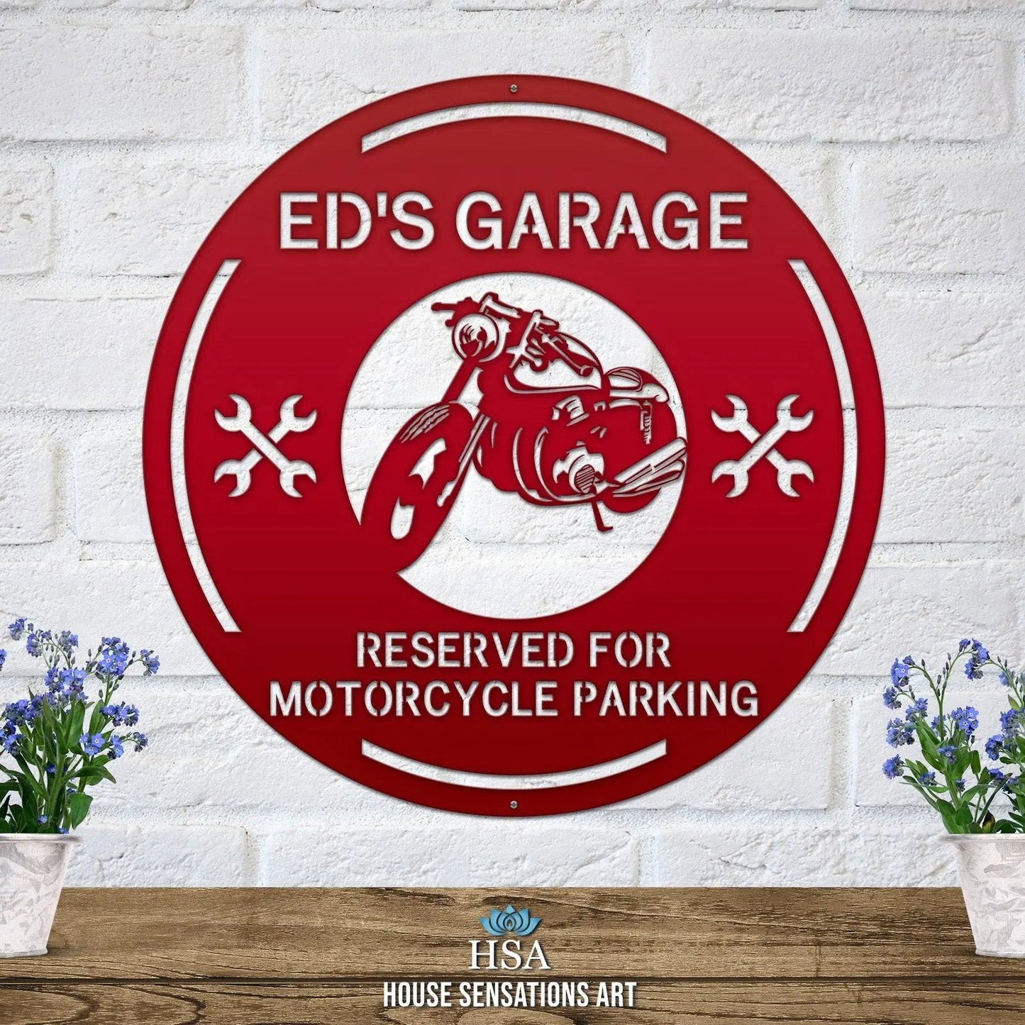 Personalized Garage Motorcycle Sign - Custom Metal Motorcycle Sign – Weather - Resistant Outdoor Address Signs for Firefighter, Home Décor & Housewarming Gift - HouseSensationsArt