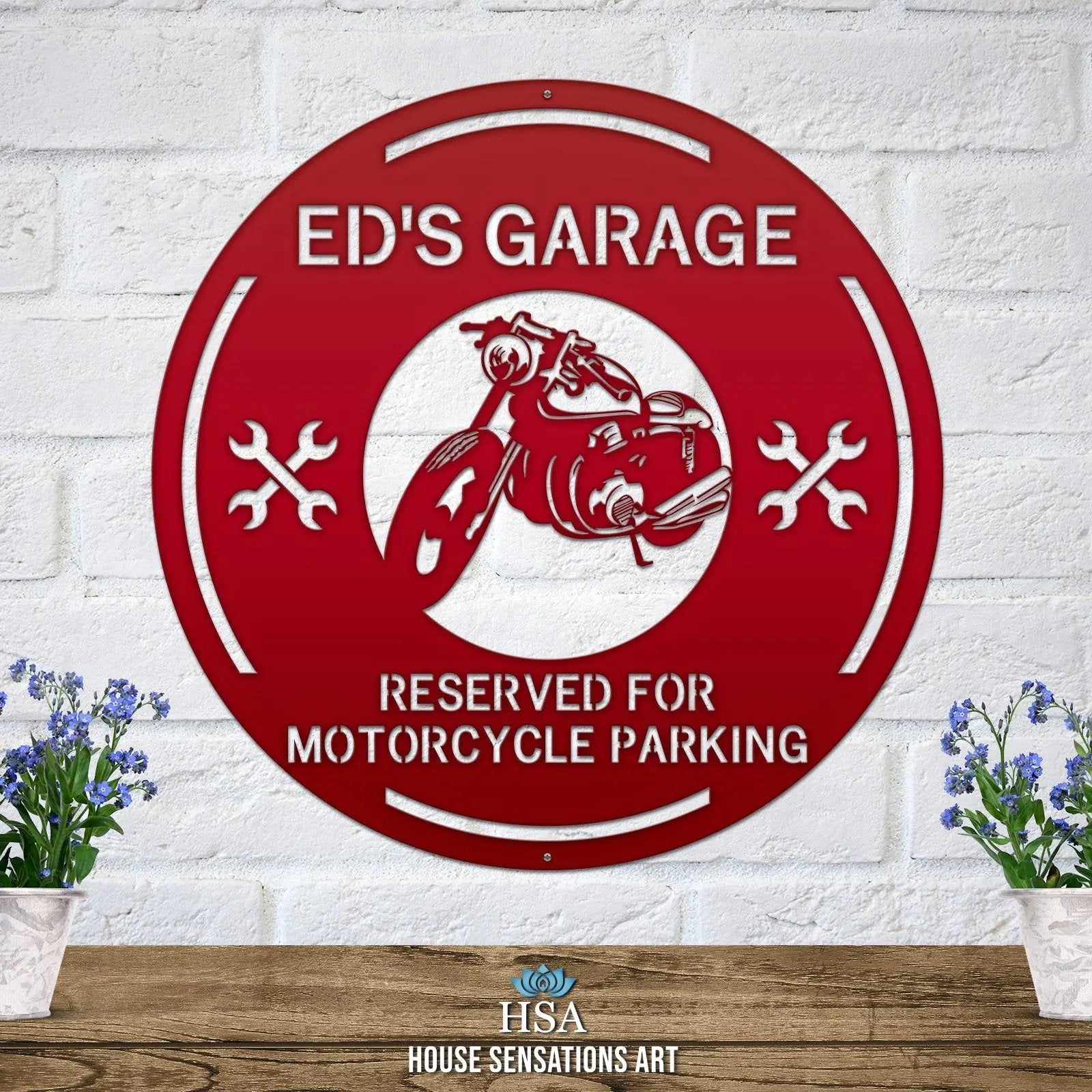 Personalized Garage Motorcycle Sign - Custom Metal Motorcycle Sign – Weather - Resistant Outdoor Address Signs for Firefighter, Home Décor & Housewarming Gift - HouseSensationsArt