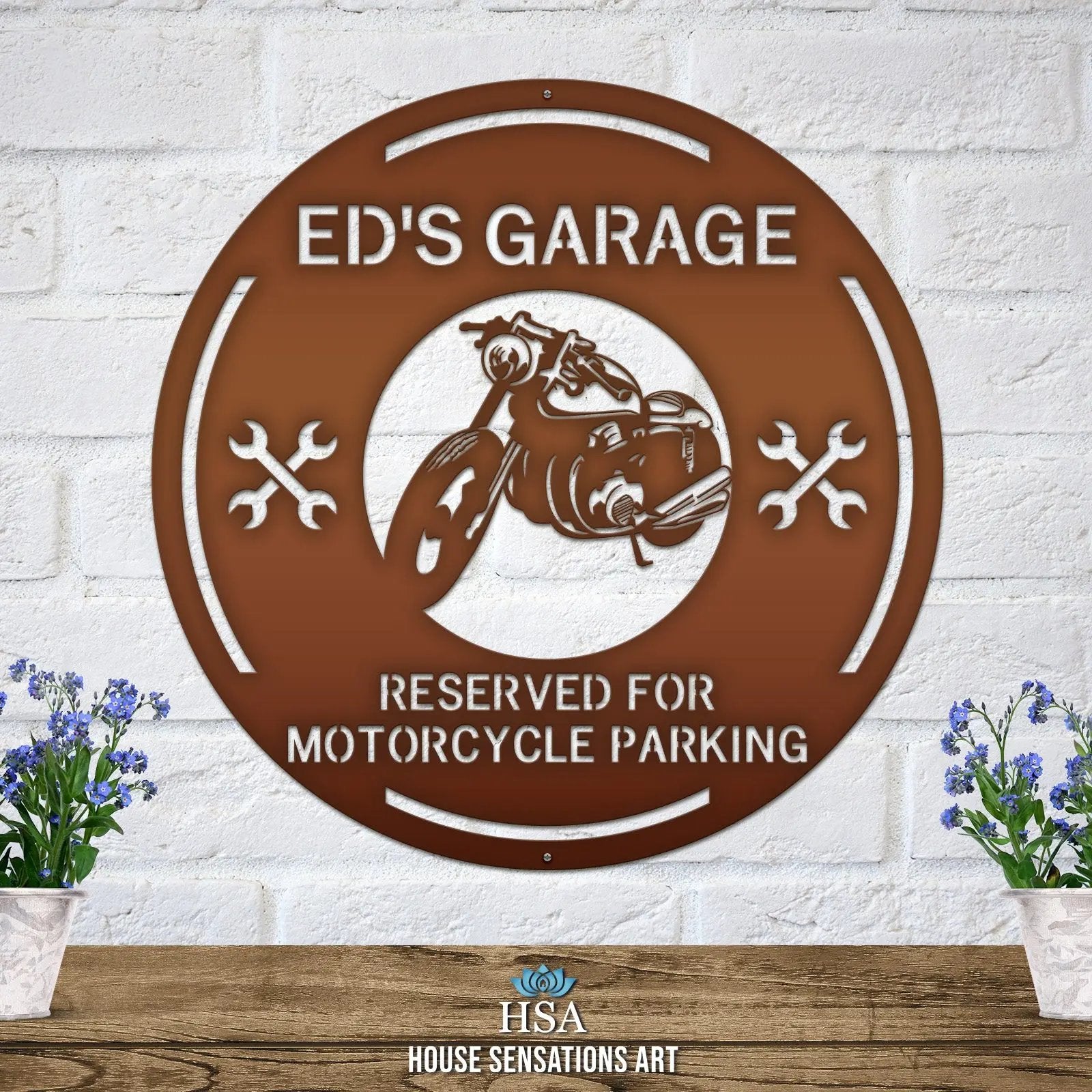Personalized Garage Motorcycle Sign - Custom Metal Motorcycle Sign – Weather - Resistant Outdoor Address Signs for Firefighter, Home Décor & Housewarming Gift - HouseSensationsArt