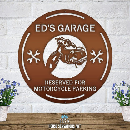 Personalized Garage Motorcycle Sign - Custom Metal Motorcycle Sign – Weather - Resistant Outdoor Address Signs for Firefighter, Home Décor & Housewarming Gift - HouseSensationsArt