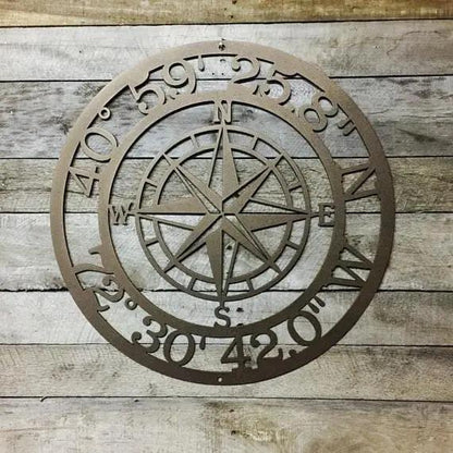 Personalized GPS Coordinates Compass Metal Sign - Custom Metal Address Signs for Houses - Perfect Wall Décor for Bedroom, Office, Kitchen, Living Room & Housewarming Gift - HouseSensationsArt