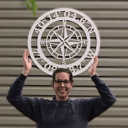 Personalized GPS Coordinates Compass Metal Sign - Custom Metal Address Signs for Houses - Perfect Wall Décor for Bedroom, Office, Kitchen, Living Room & Housewarming Gift - HouseSensationsArt